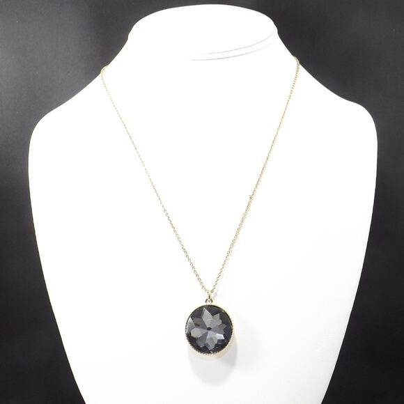 Loft Gray Crystal Pendant Long Silver Necklace, Woman's 34" Gold Tone Necklace - Picture 3 of 8